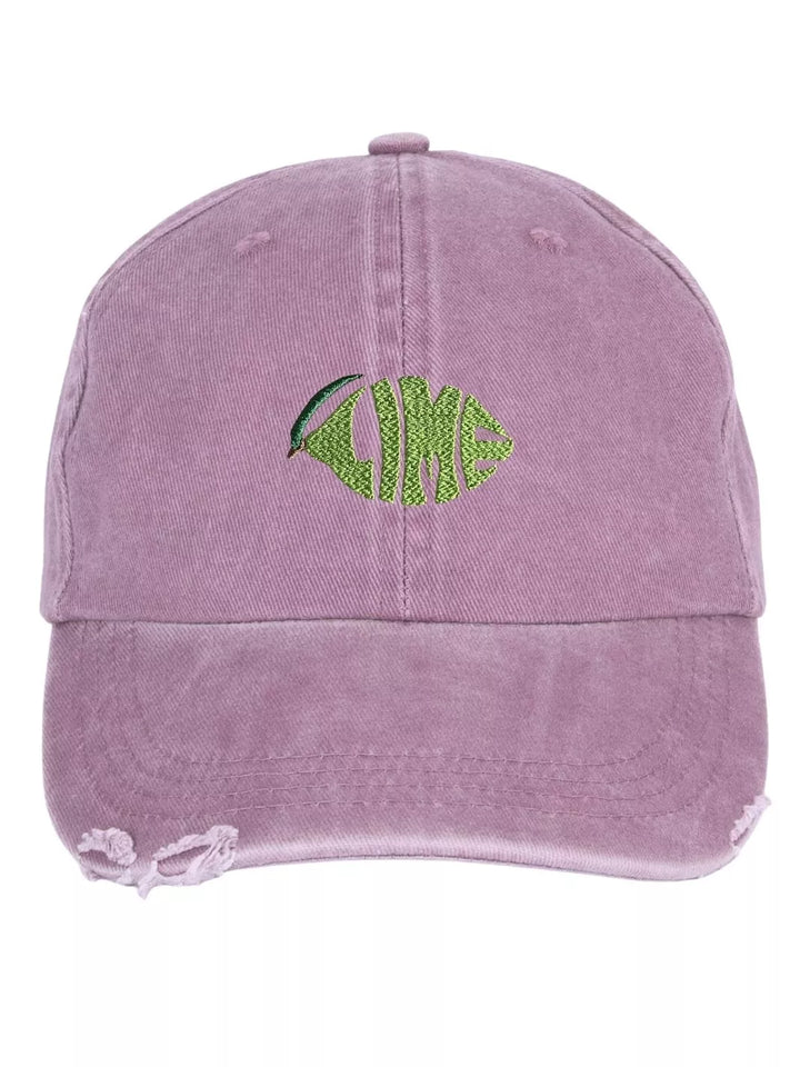 embroidered distressed baseball cap lime