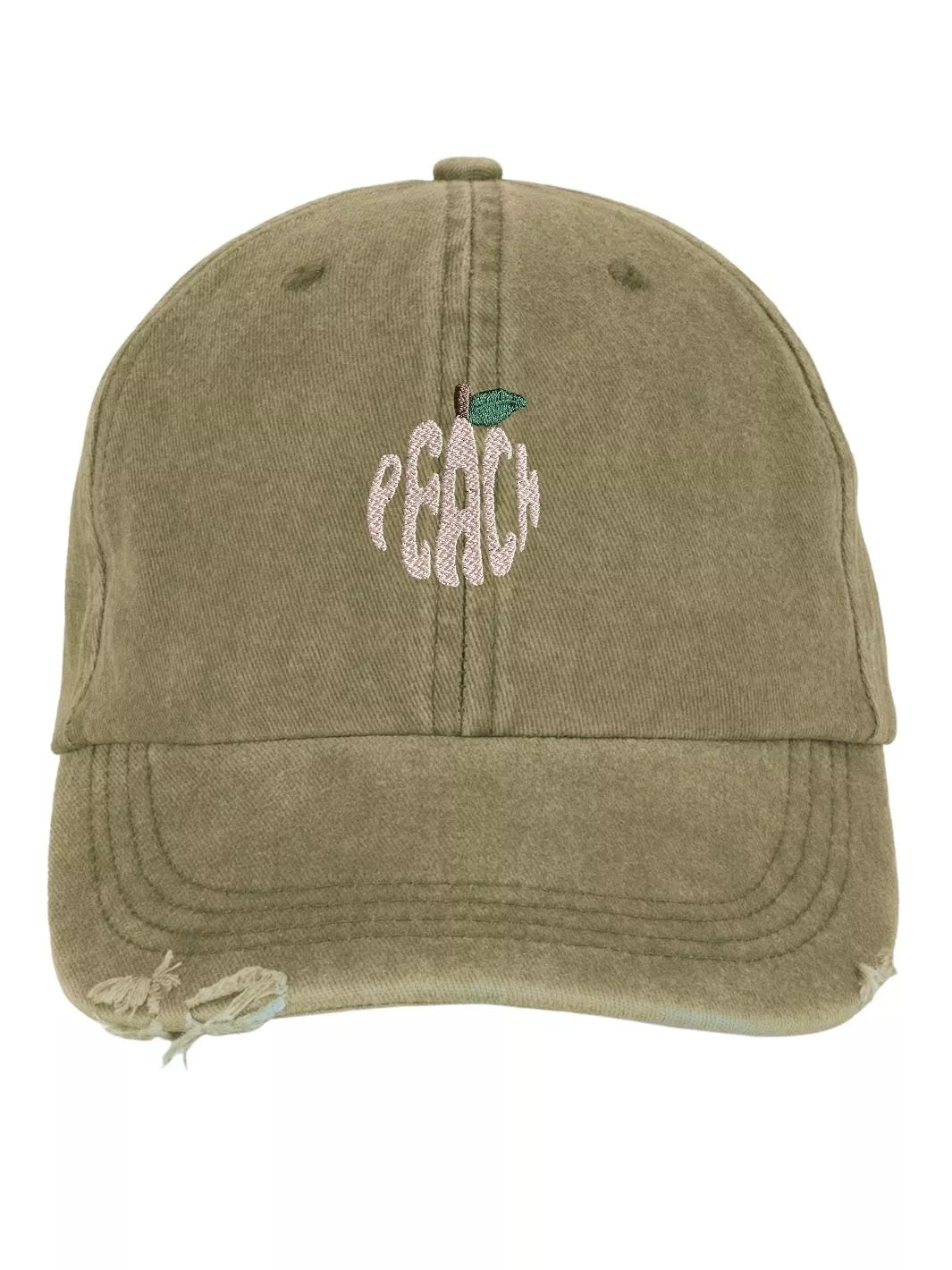 embroidered distressed baseball cap peach