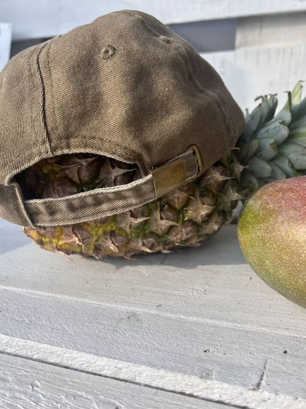 embroidered distressed baseball cap peach