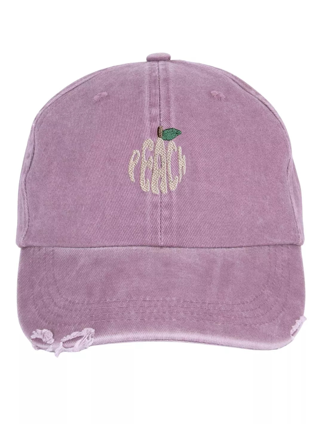 embroidered distressed baseball cap peach