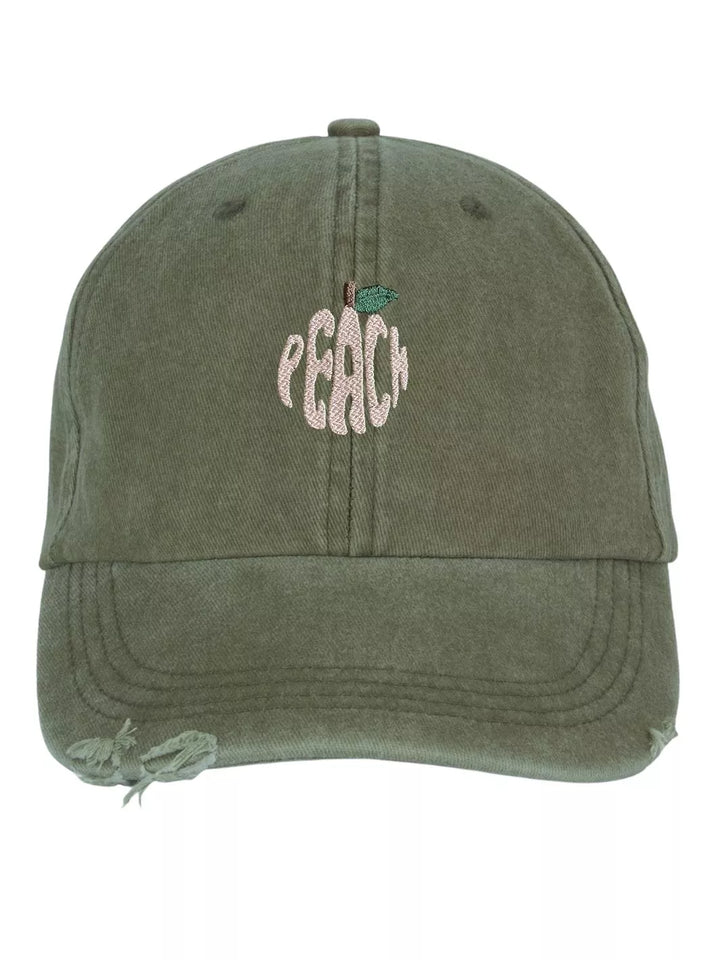 embroidered distressed baseball cap peach