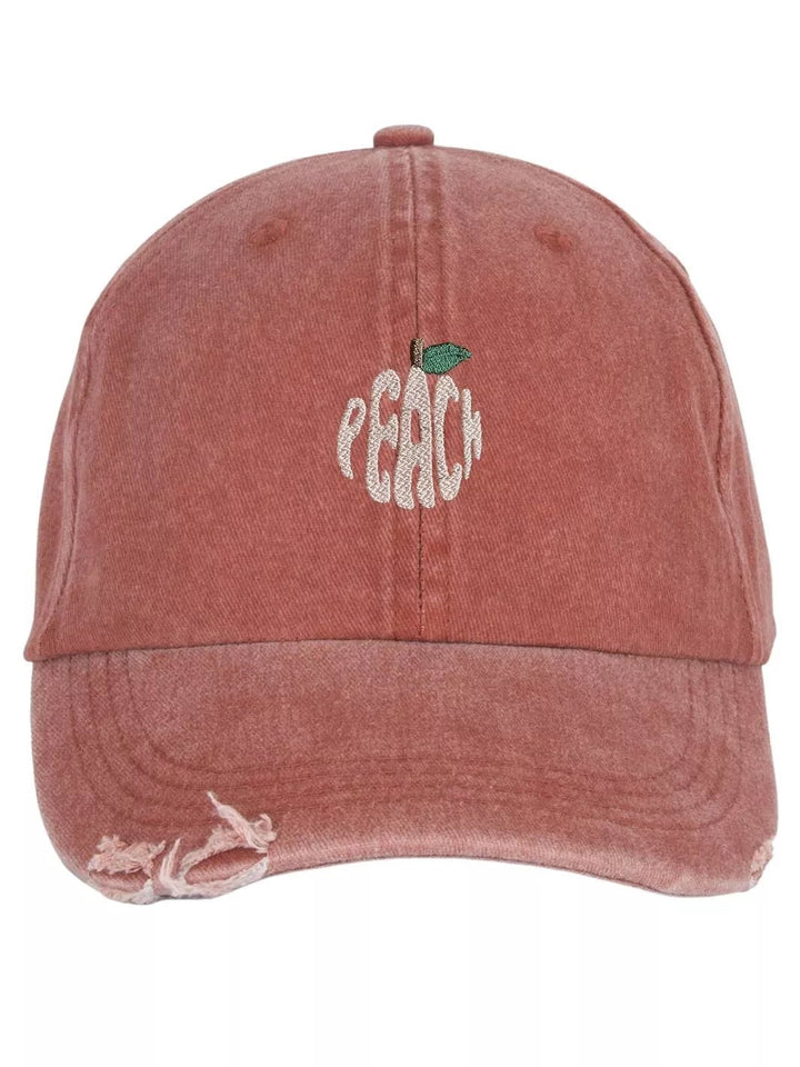 embroidered distressed baseball cap peach