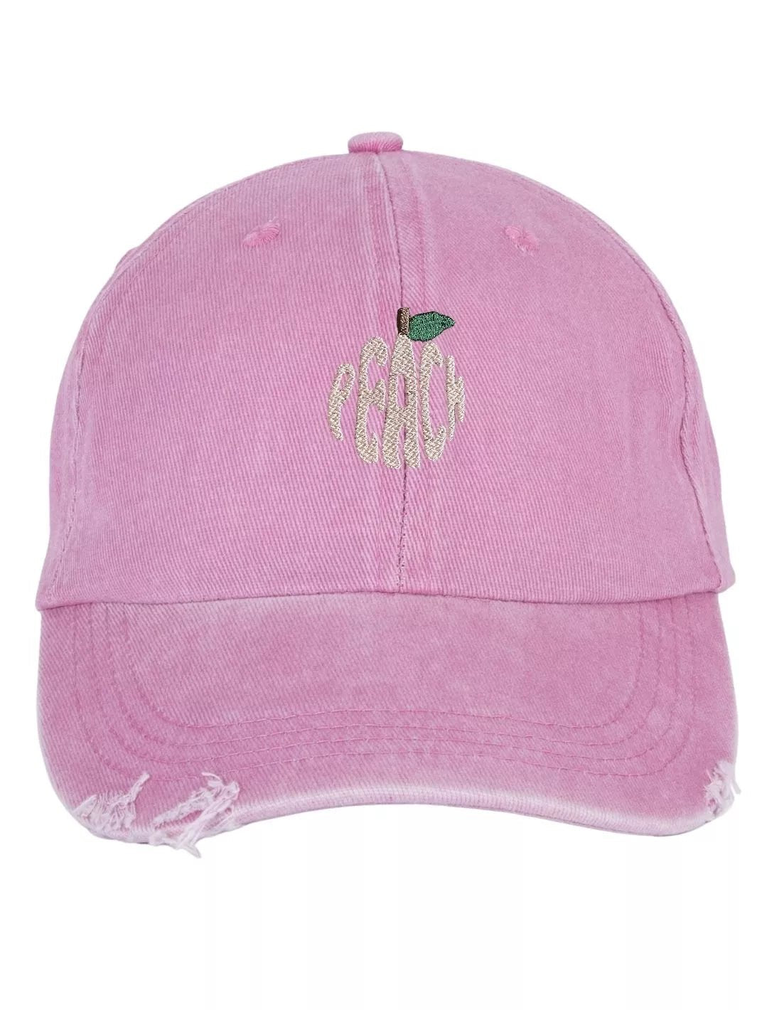 embroidered distressed baseball cap peach