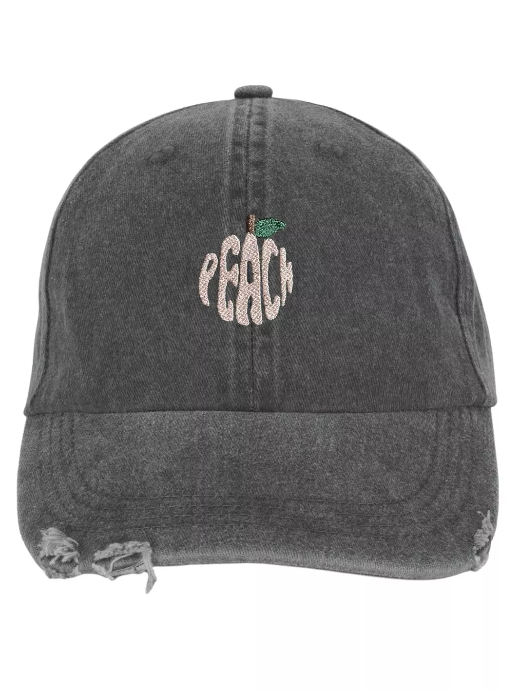 embroidered distressed baseball cap peach