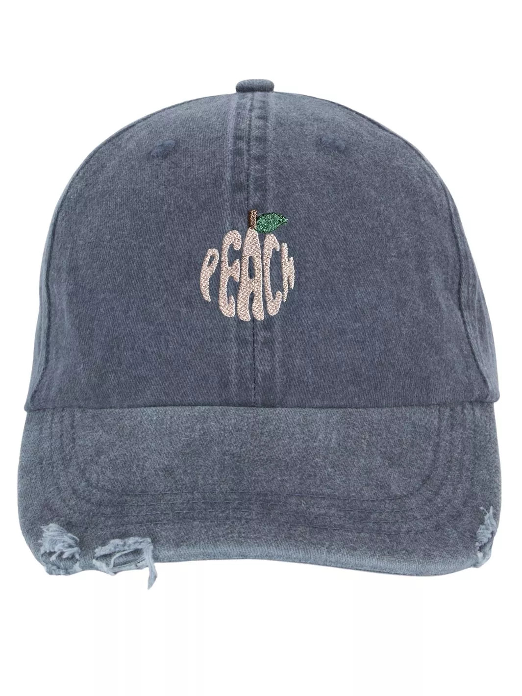 embroidered distressed baseball cap peach