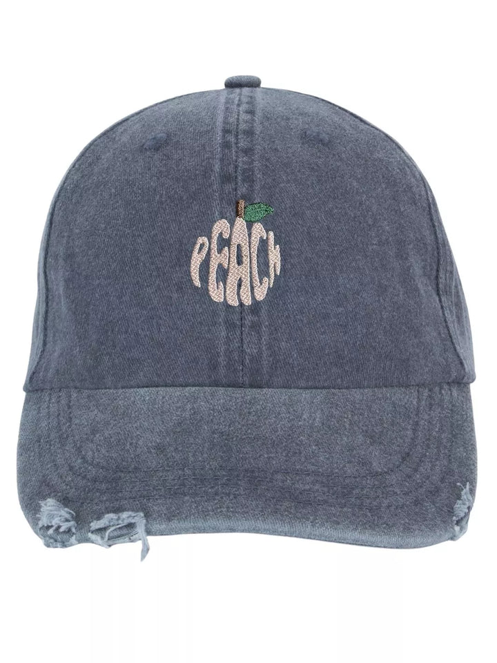 embroidered distressed baseball cap peach