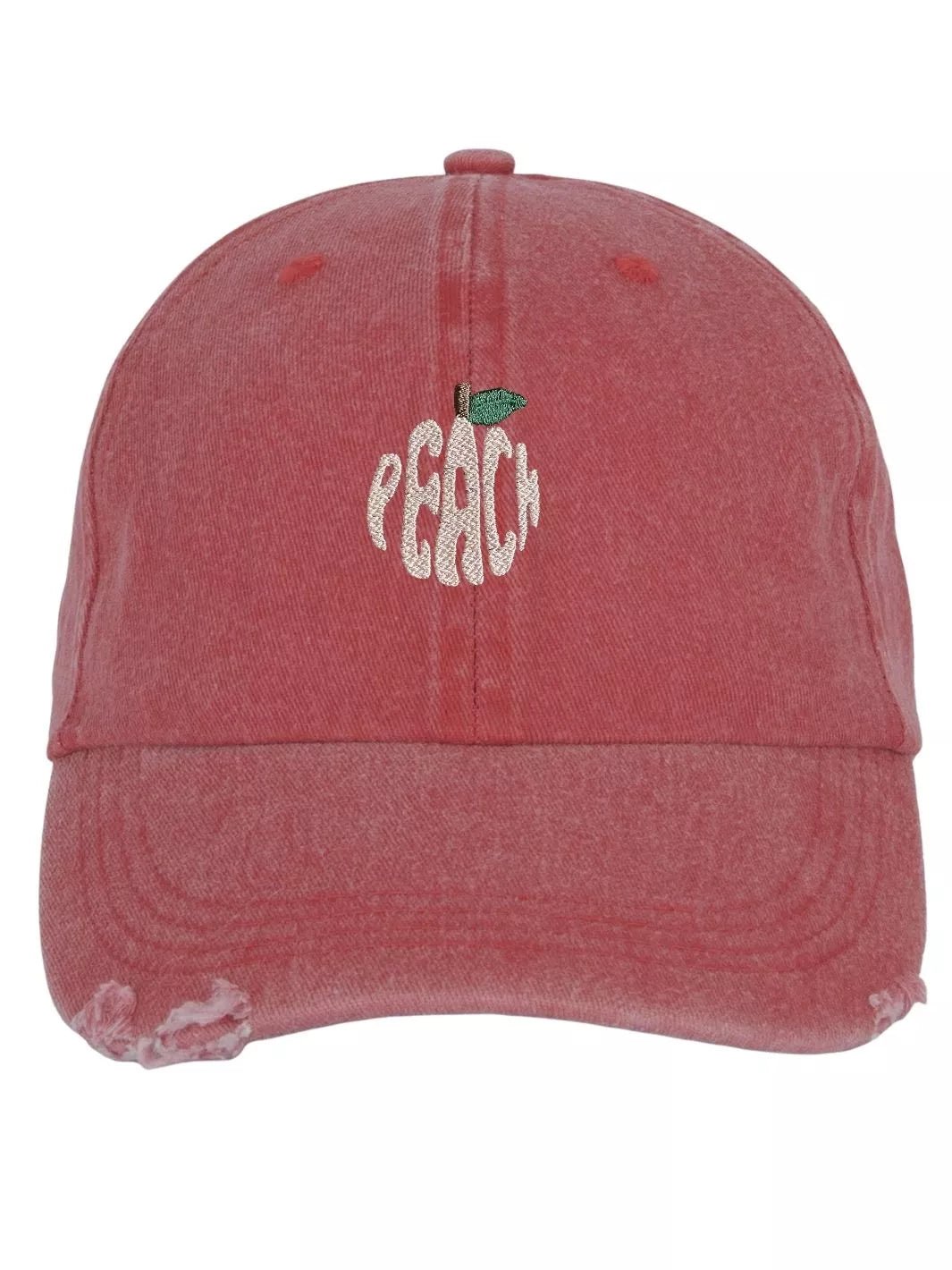 embroidered distressed baseball cap peach