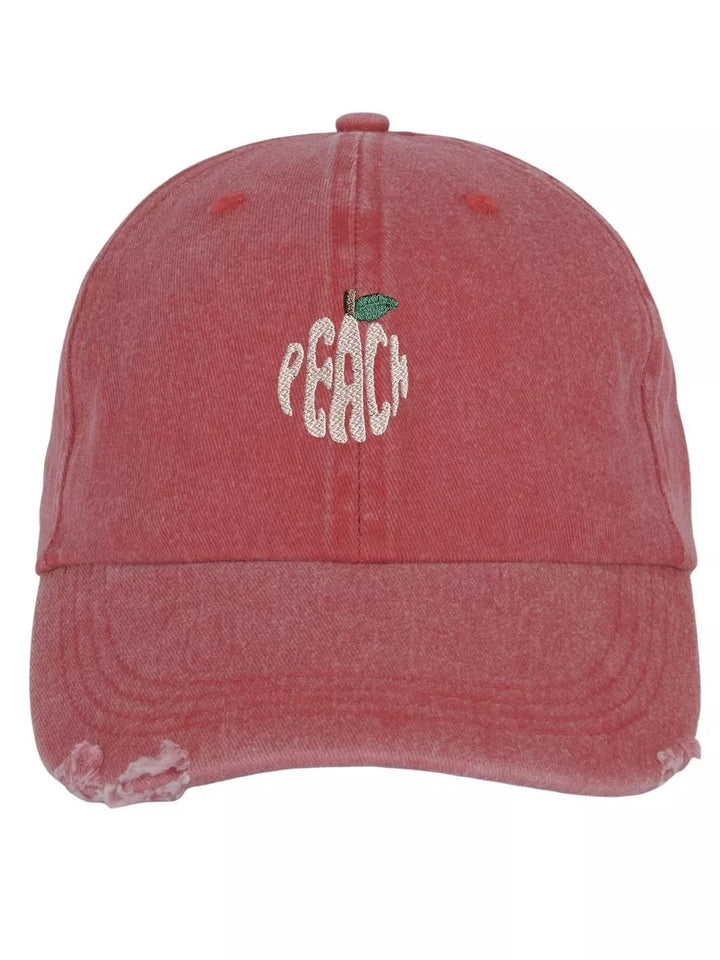 embroidered distressed baseball cap peach