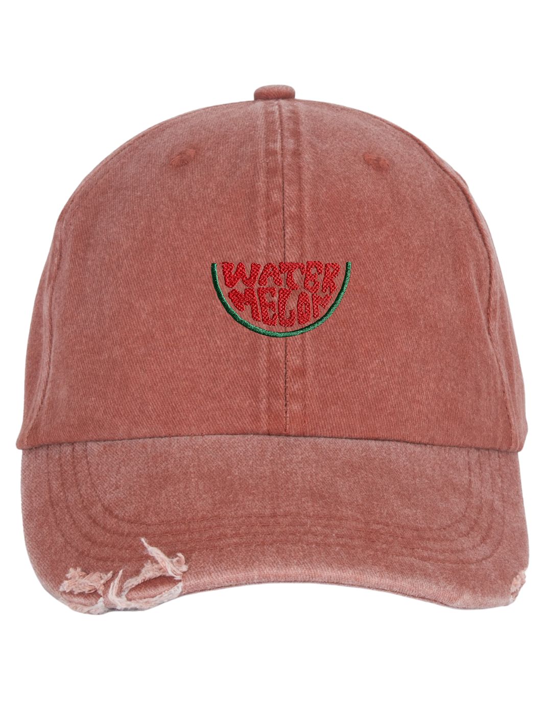 Embroidered Distressed Baseball Cap Watermelon