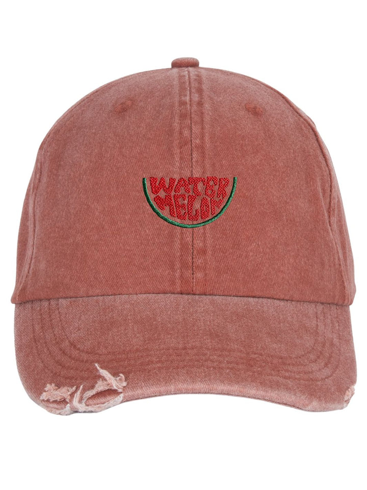Embroidered Distressed Baseball Cap Watermelon