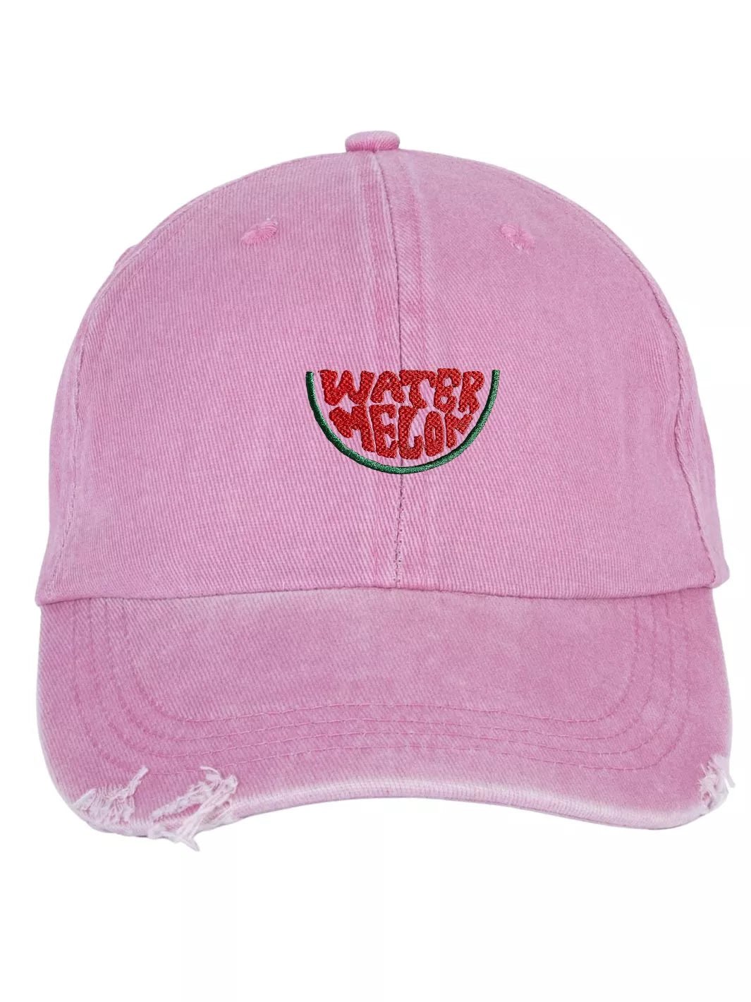 Embroidered Distressed Baseball Cap Watermelon