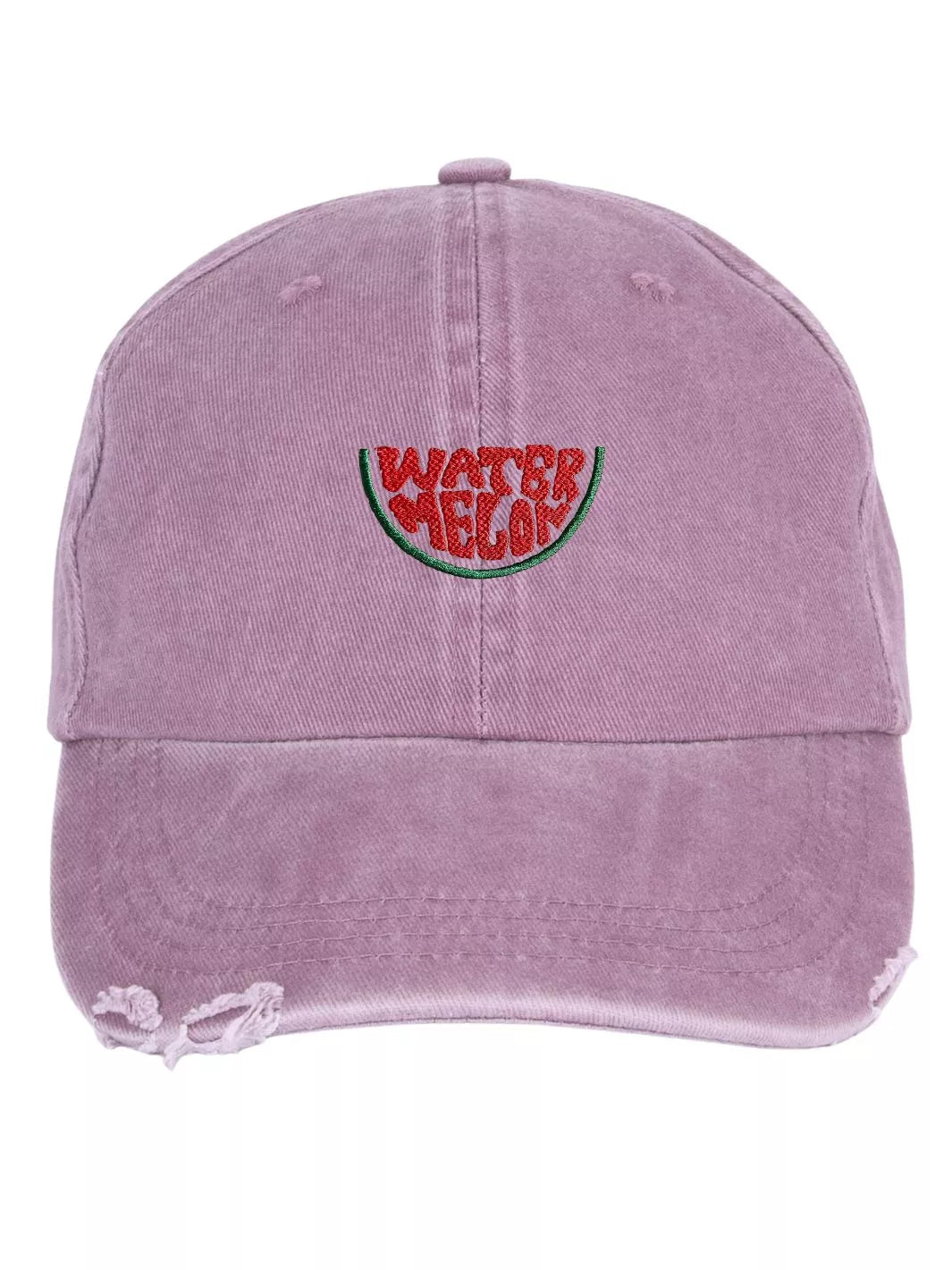 Embroidered Distressed Baseball Cap Watermelon