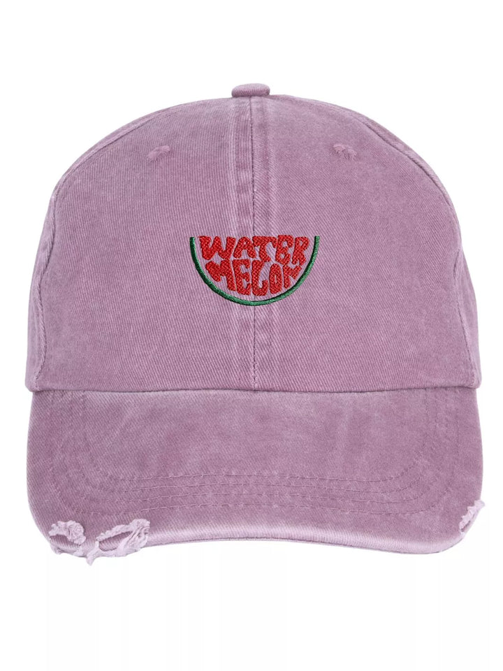 Embroidered Distressed Baseball Cap Watermelon