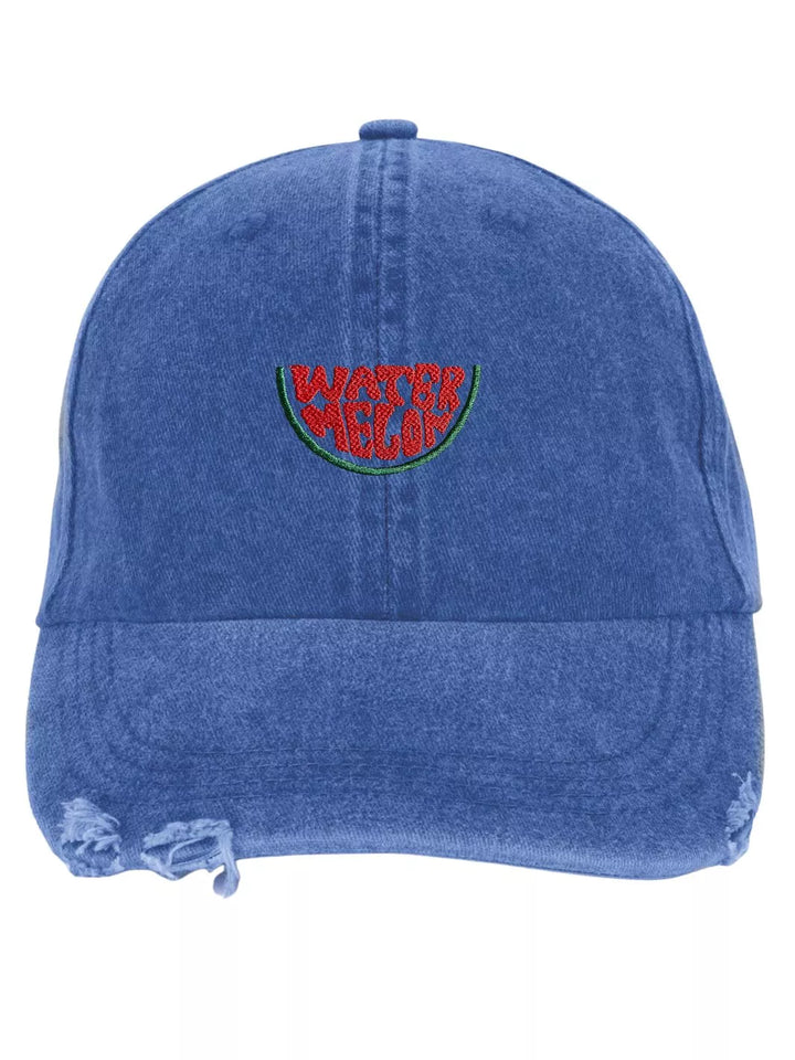 Embroidered Distressed Baseball Cap Watermelon