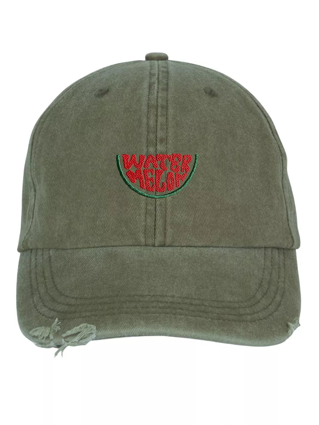 Embroidered Distressed Baseball Cap Watermelon