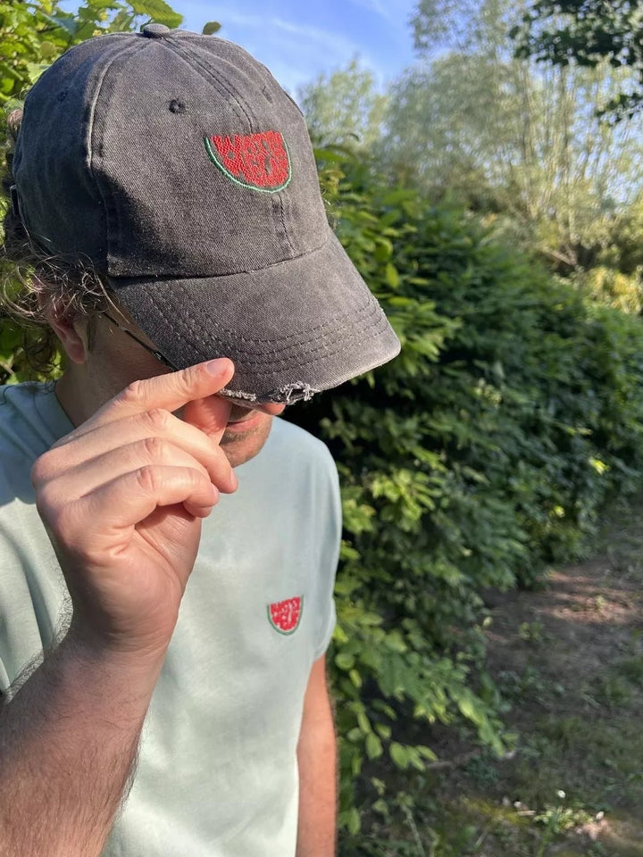 Embroidered Distressed Baseball Cap Watermelon