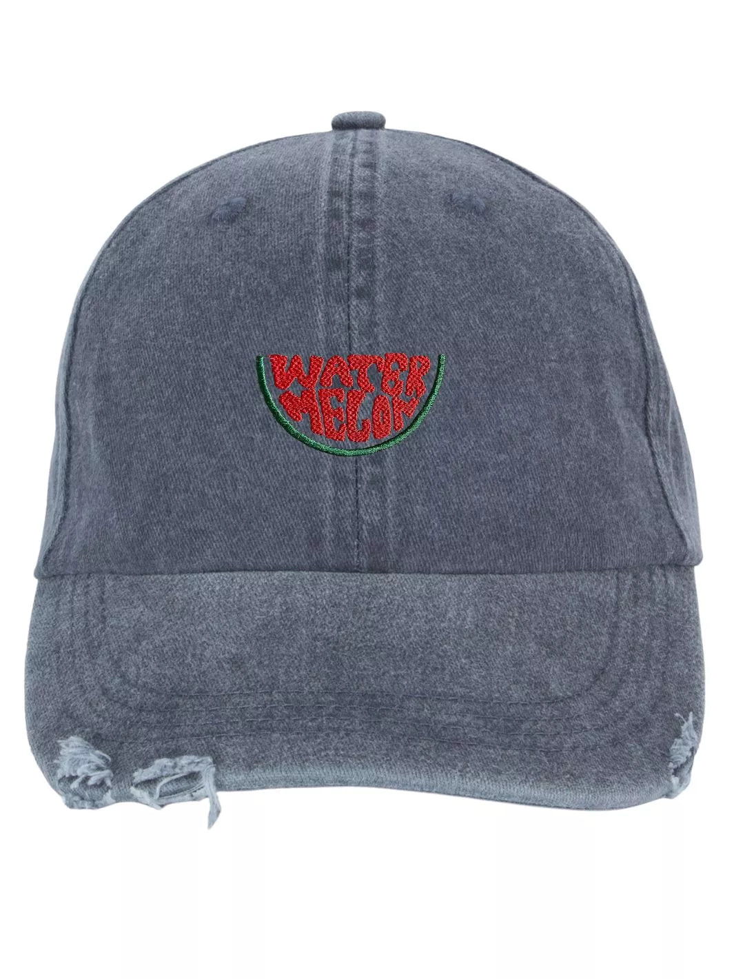 Embroidered Distressed Baseball Cap Watermelon