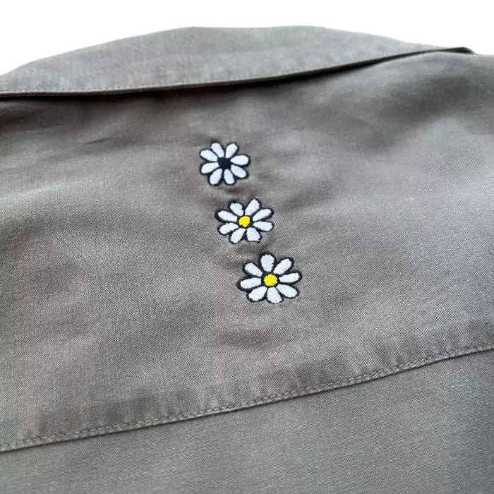 oversized khaki eco-friendly embroidered women's shirt