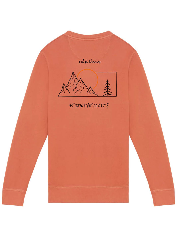 embroidered organic cotton sweatshirt washed red sand val de rhemes