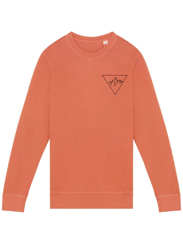 embroidered organic cotton sweatshirt washed red sand val de rhemes