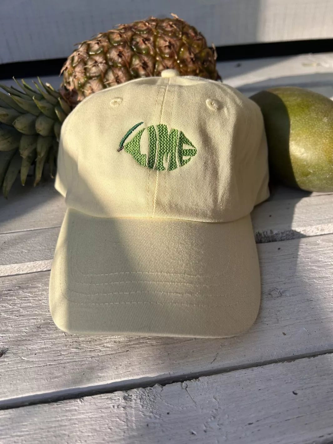 embroidered pastel baseball cap lime