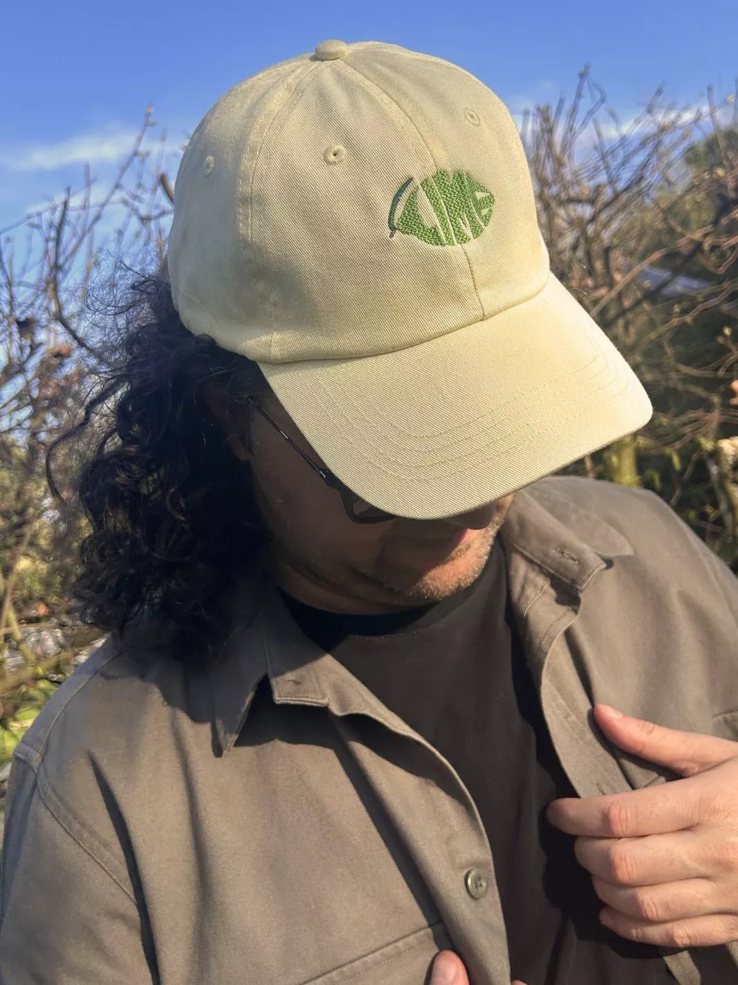 embroidered pastel baseball cap lime