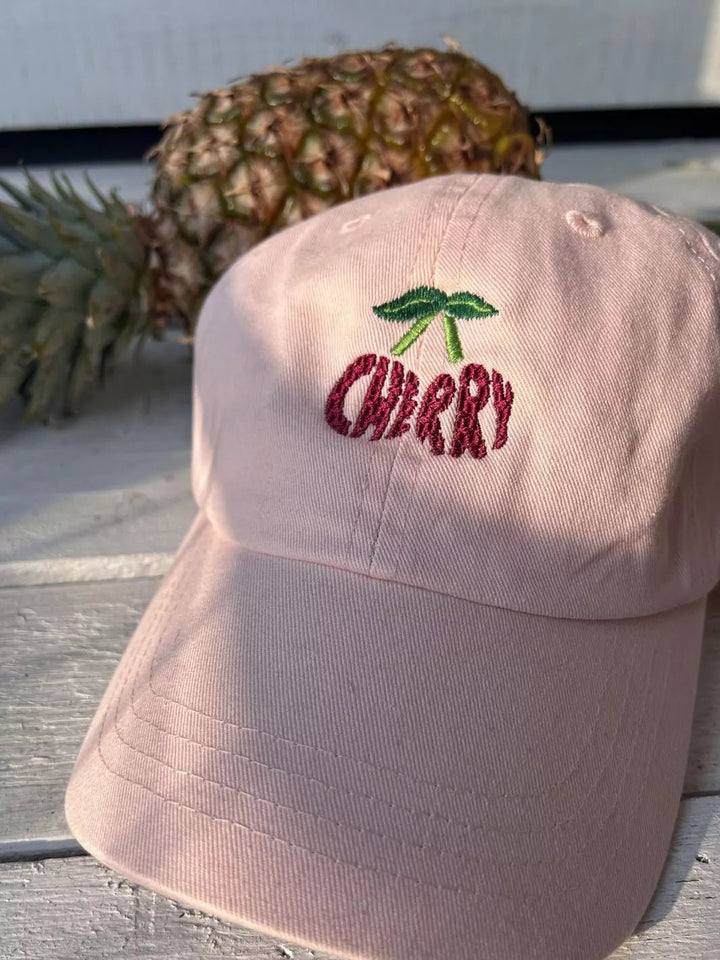 embroidered pastel baseball cap cherry