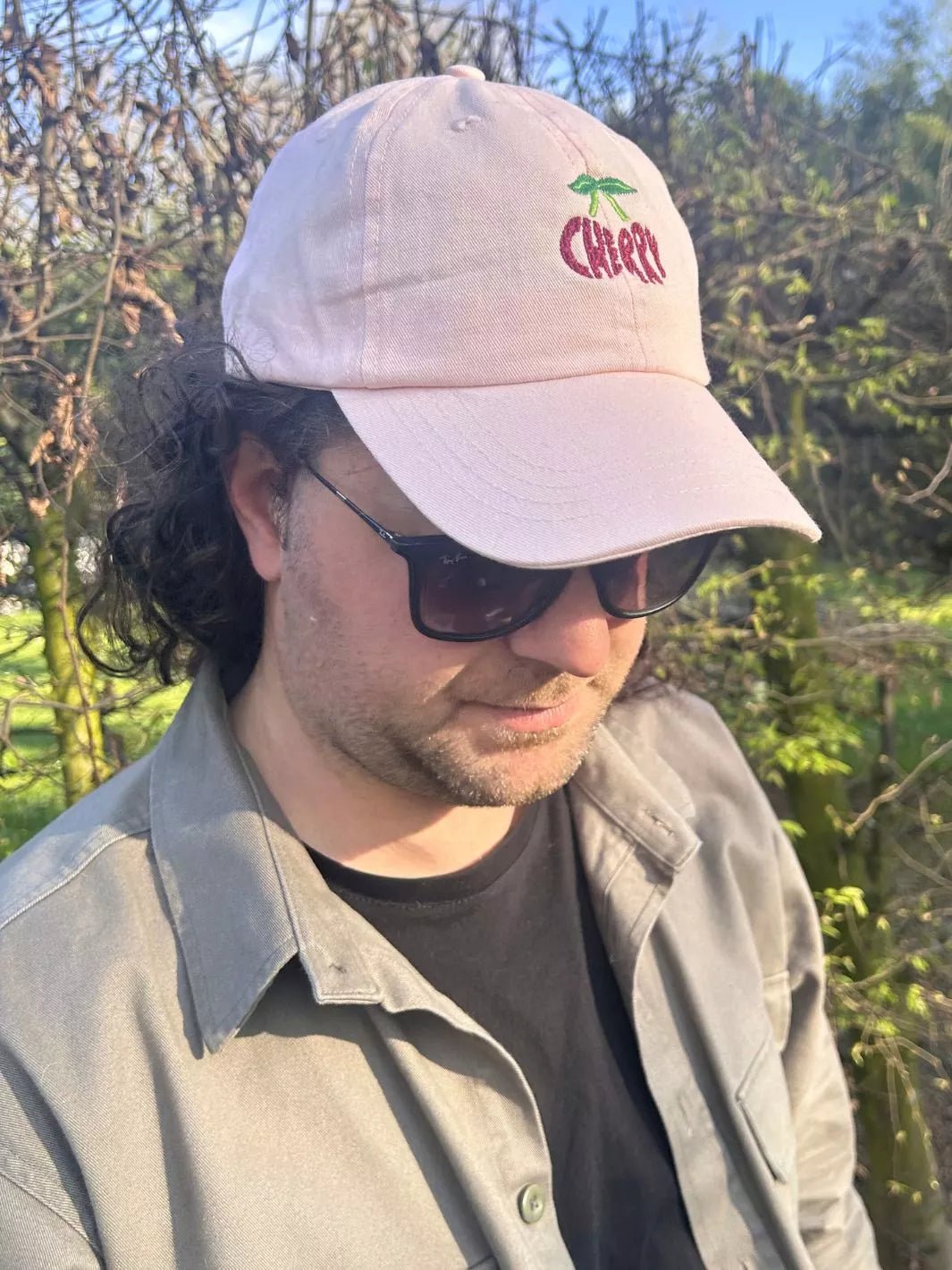 embroidered pastel baseball cap cherry