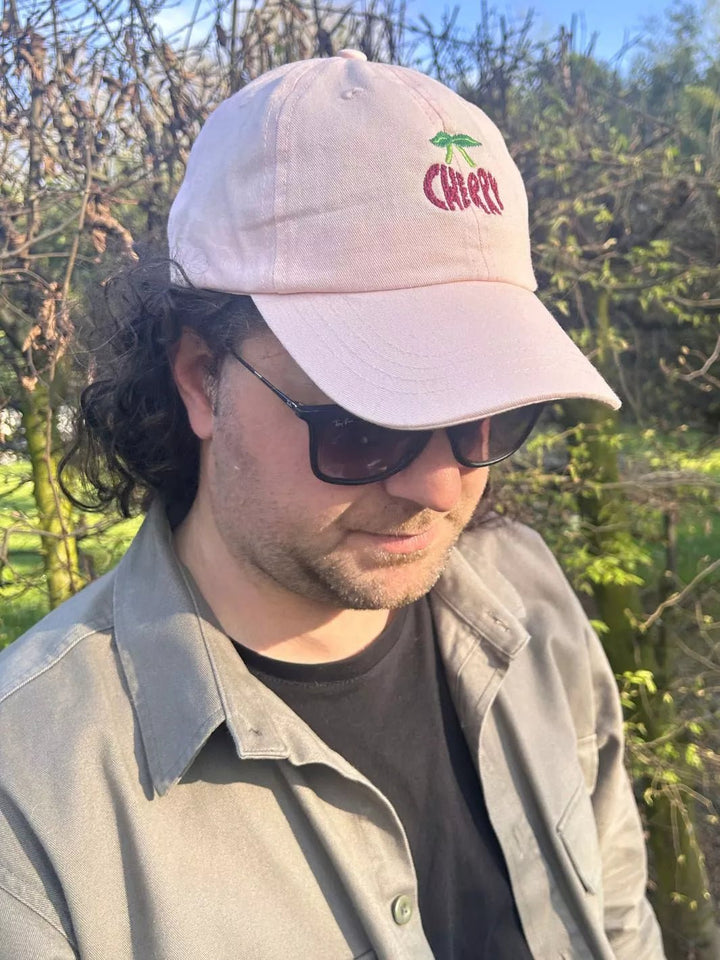 embroidered pastel baseball cap cherry