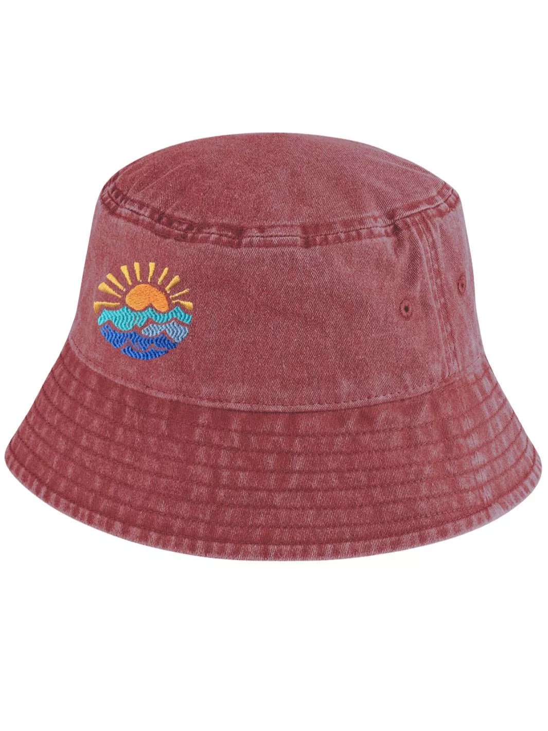 embroidered sea washed out bucket hat