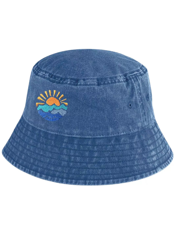 embroidered sea washed out bucket hat
