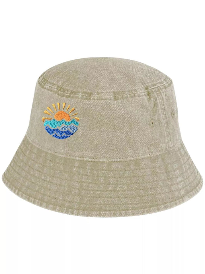 embroidered sea washed out bucket hat