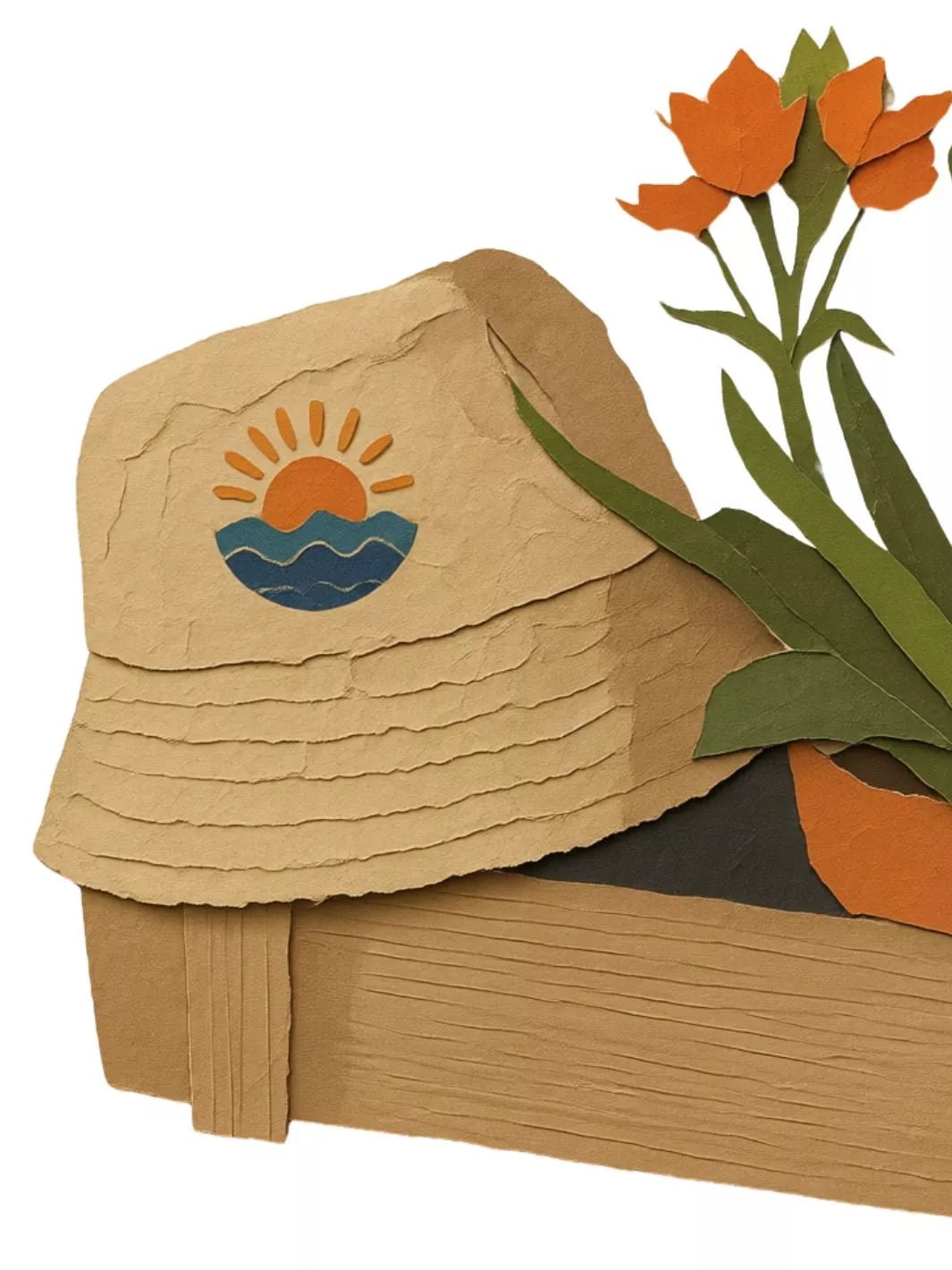 embroidered sea washed out bucket hat