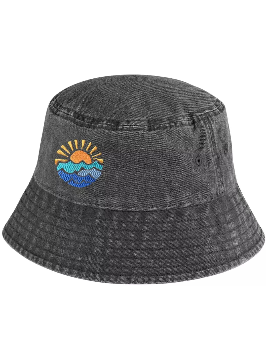 embroidered sea washed out bucket hat