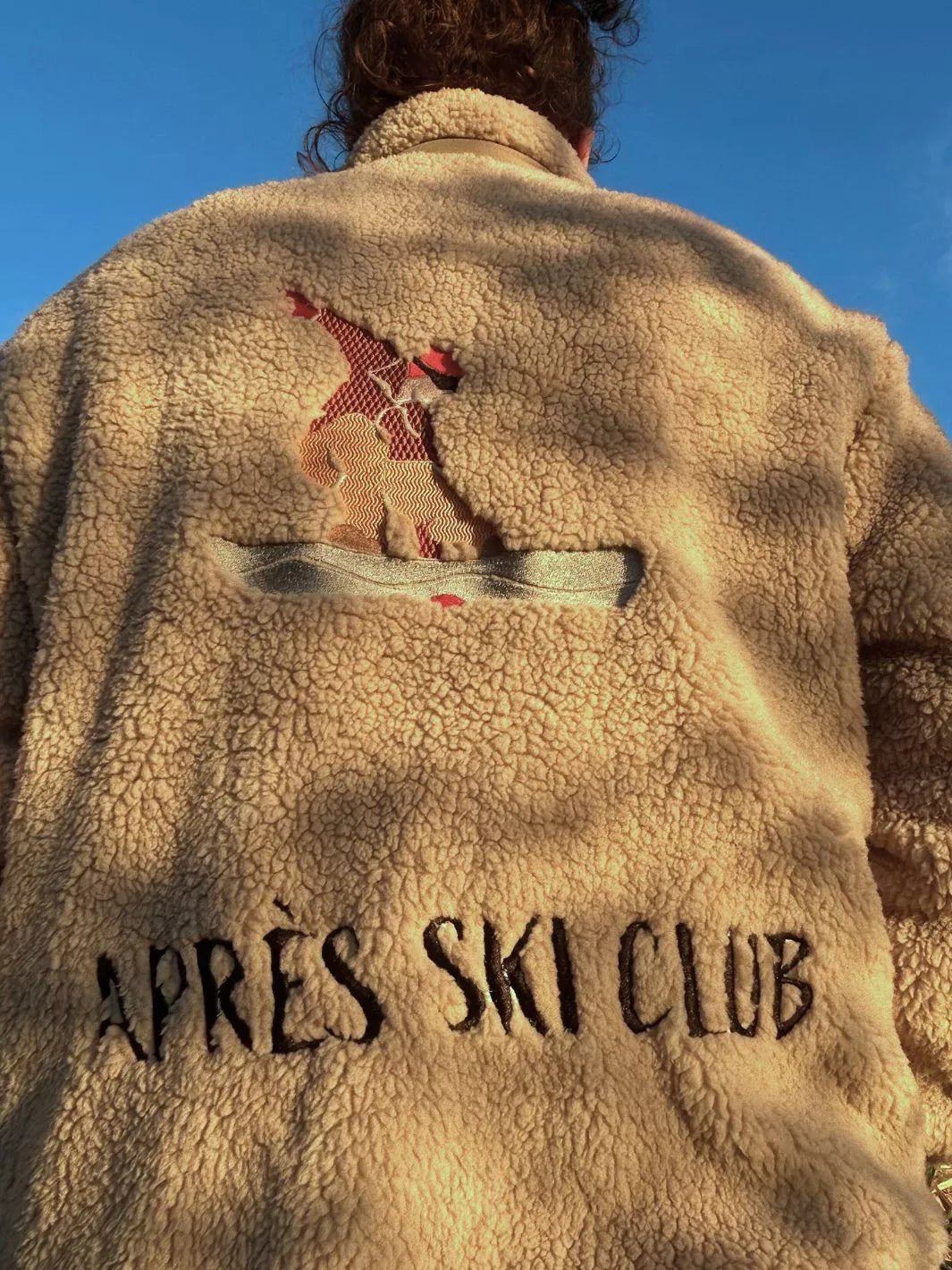 beige embroidered unisex jacket apres ski club