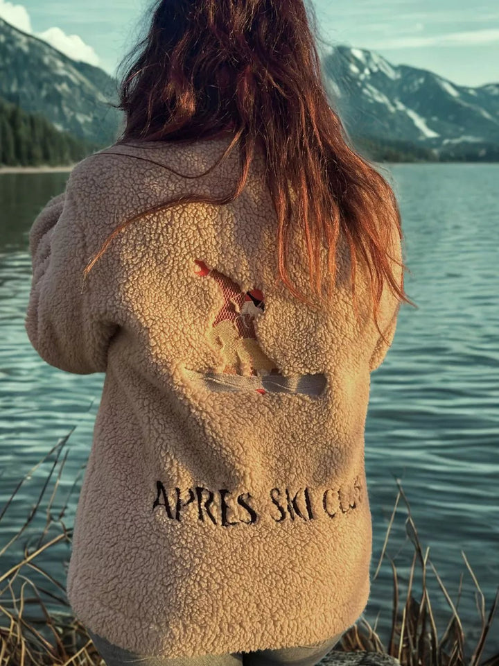 beige embroidered unisex jacket apres ski club