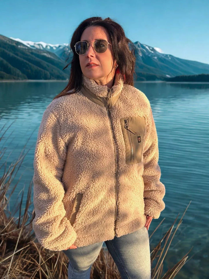 beige embroidered unisex jacket apres ski club