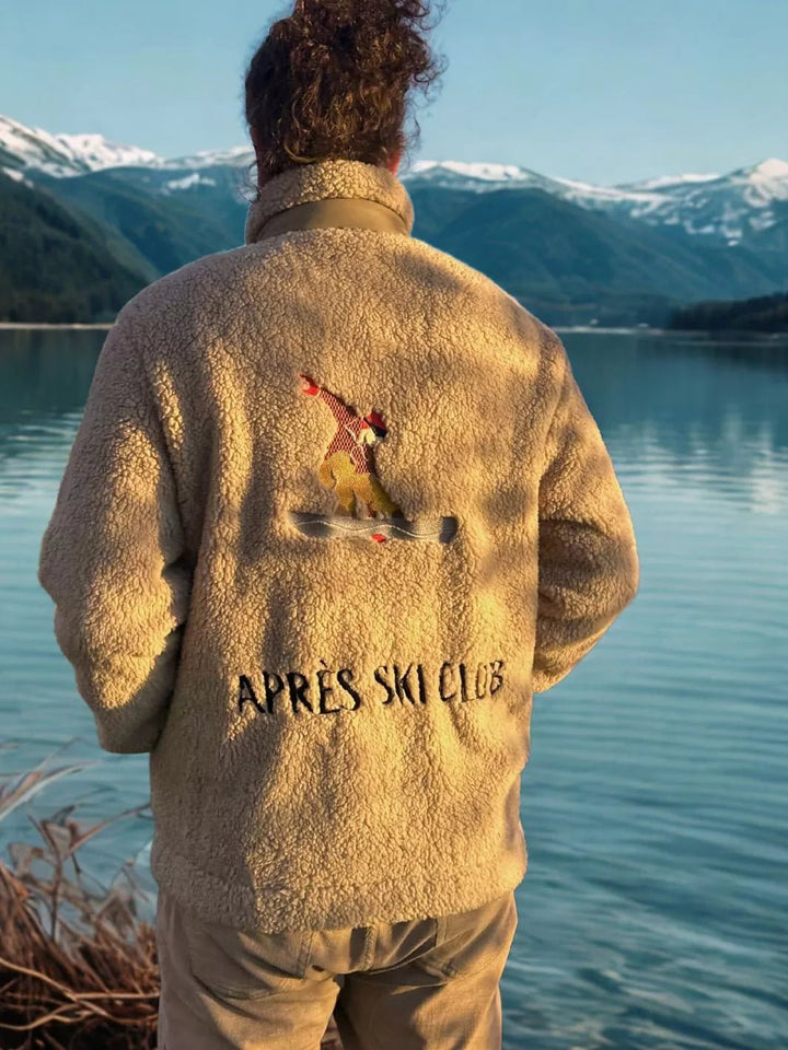 beige embroidered unisex jacket apres ski club