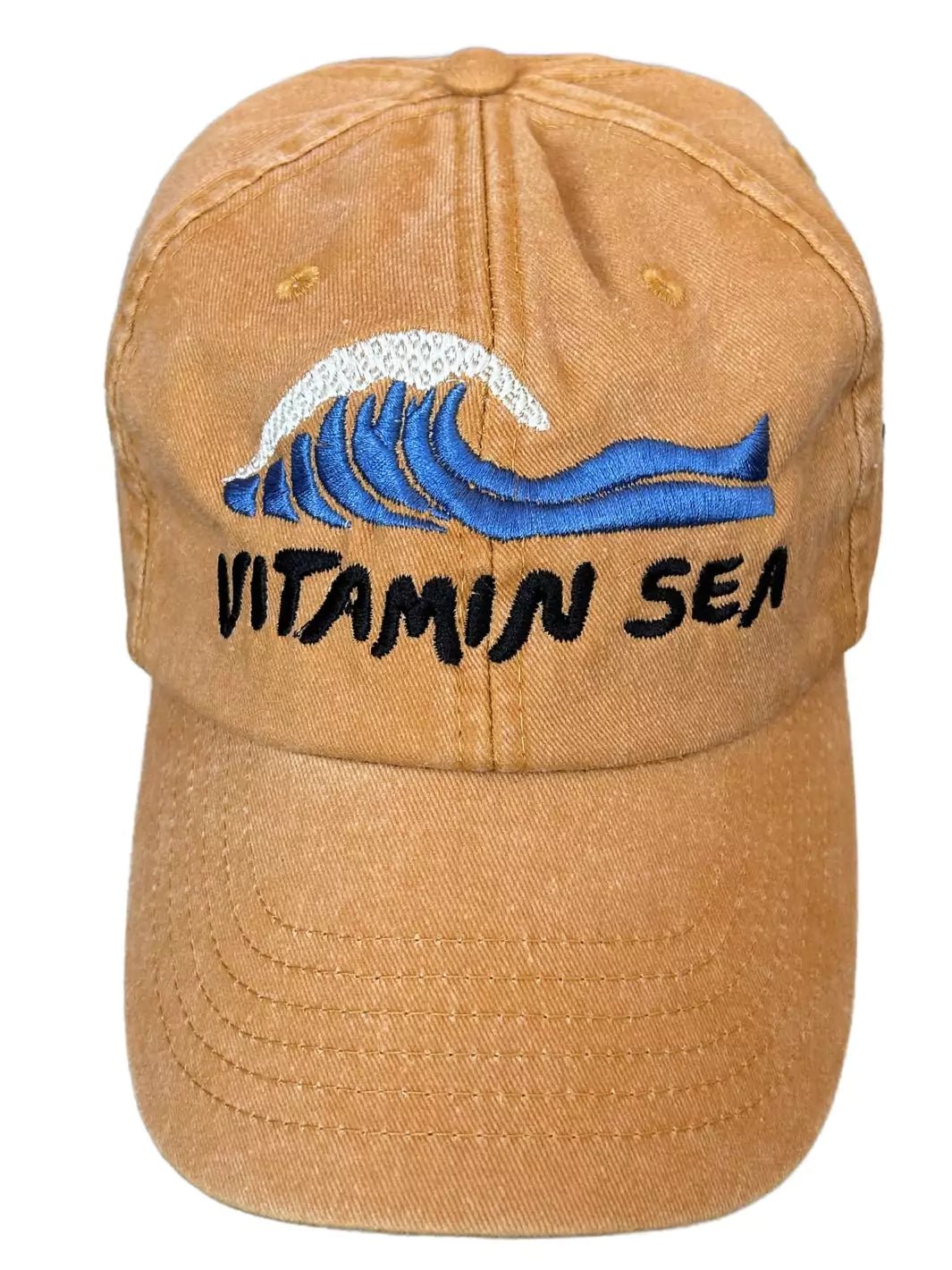 embroidered baseball cap washed ochre vitamin sea