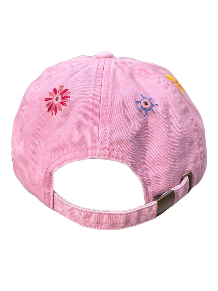 embroidered pink baseball cap good vibes only