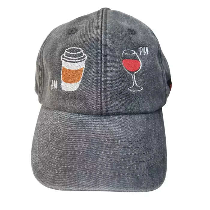 funny embroidered black baseball cap am-pm 