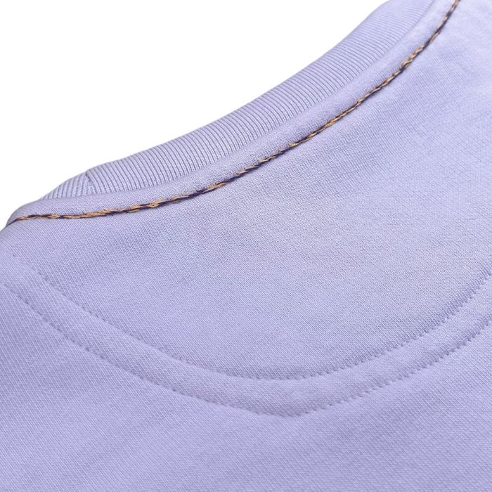 Sustainable eco-friendly lavander embroidered sweatshirt made of organic cotton and recycled polyester