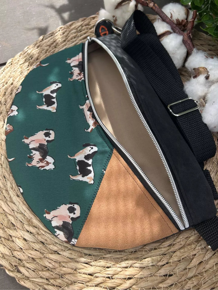 Lucky Paw handmade crossbody bag with dog print