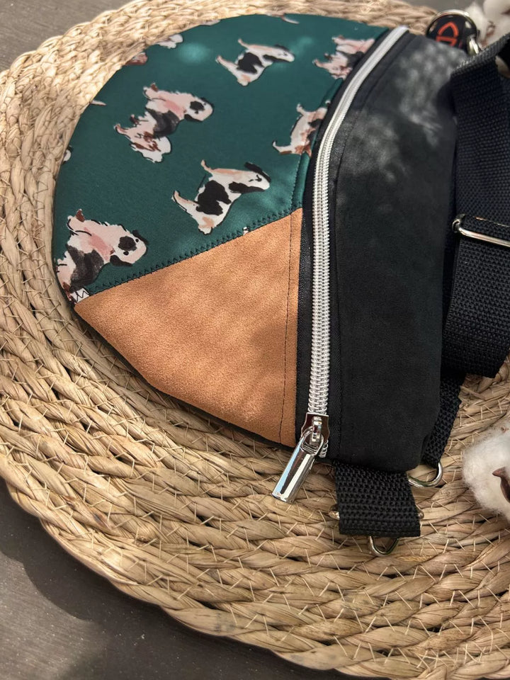 Lucky Paw handmade crossbody bag with dog print