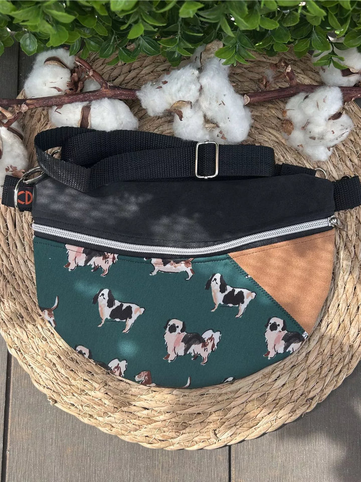 Lucky Paw handmade crossbody bag with dog print