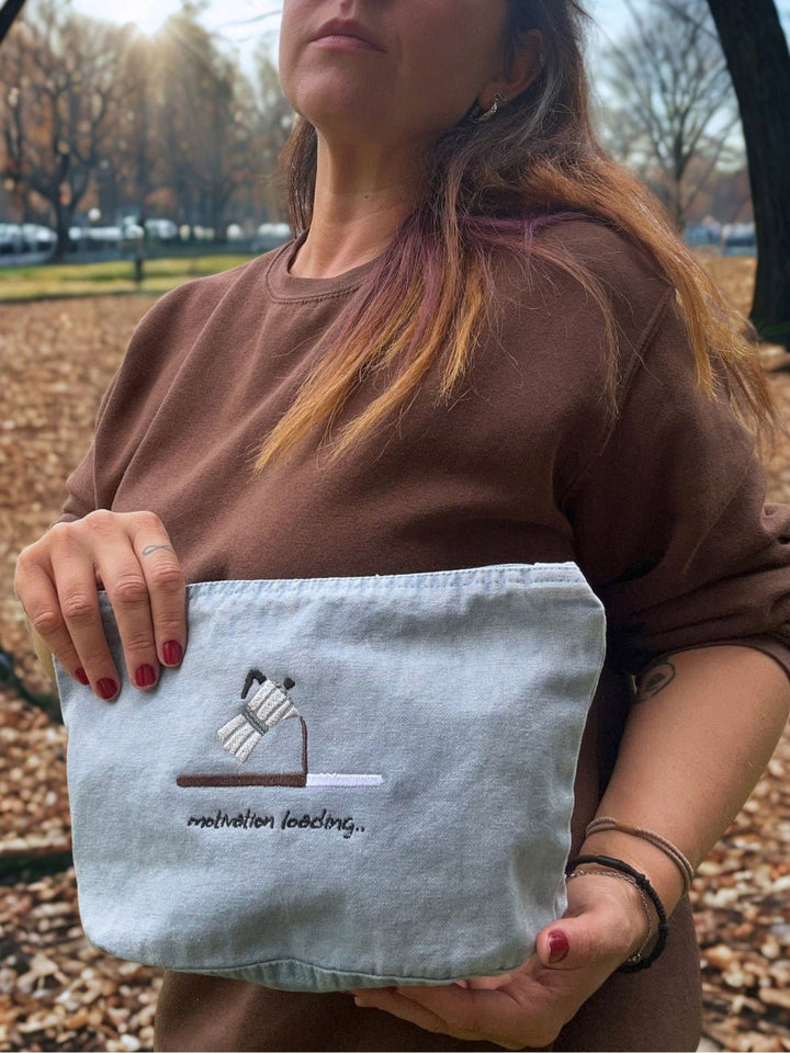handmade recycled cotton travel pouch motivation loading
