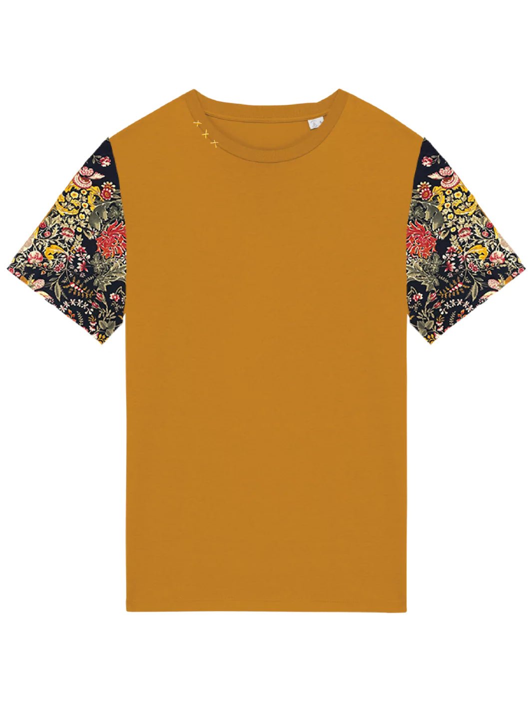 organic cotton boho t-shirt with floral sleeves