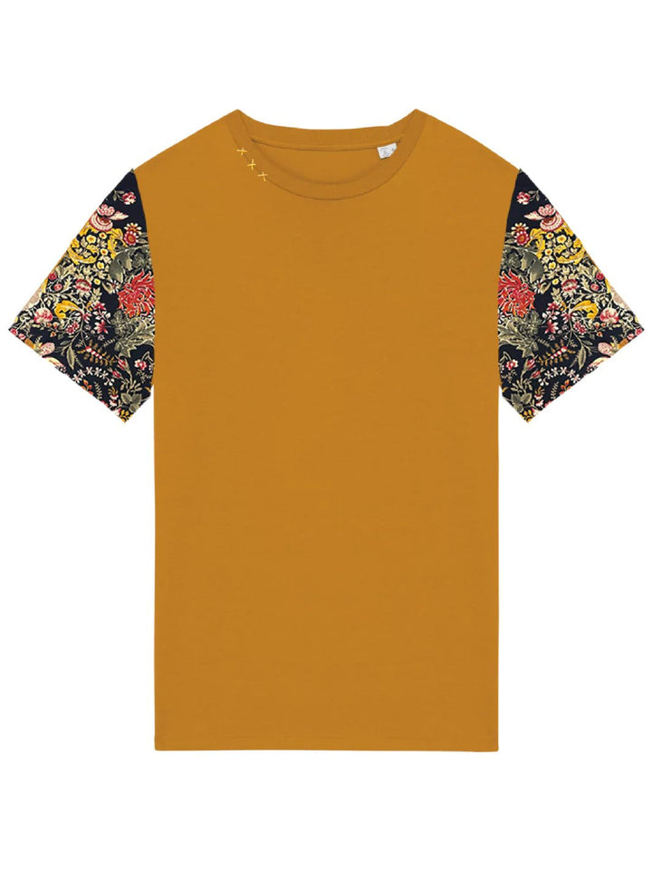 organic cotton boho t-shirt with floral sleeves