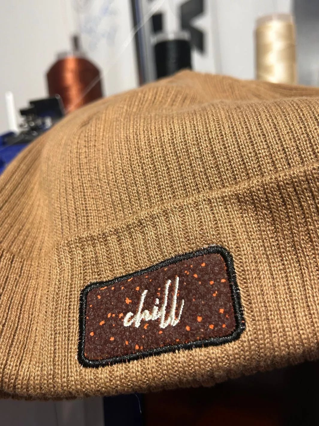 organic cotton beanie with chill patch