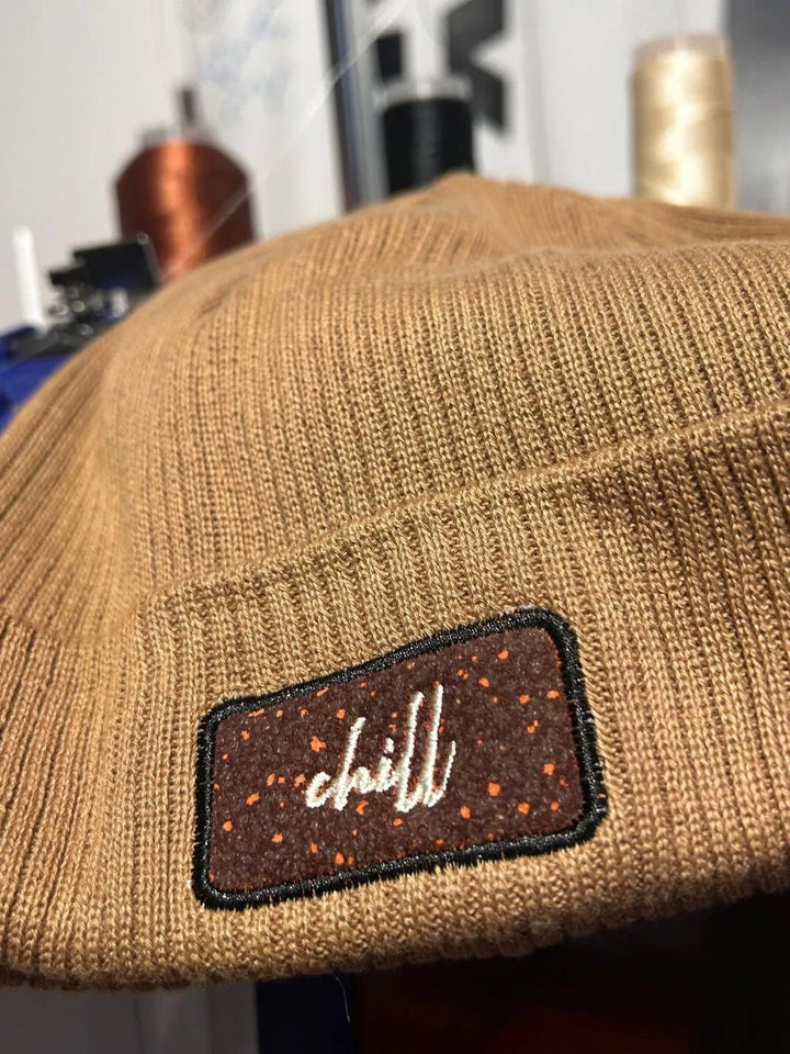 organic cotton beanie with chill patch